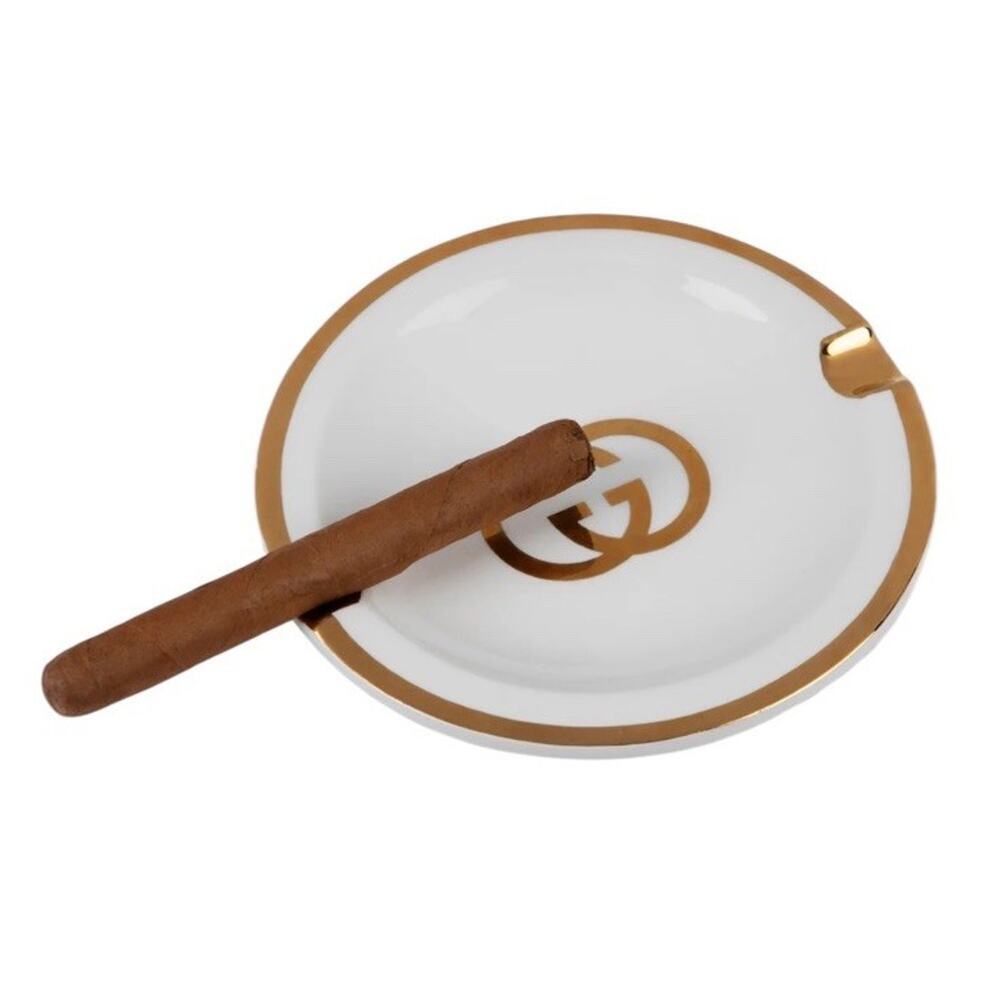 Vintage Gucci Porcelain Gold Trim Ashtray Dish With Box… READ